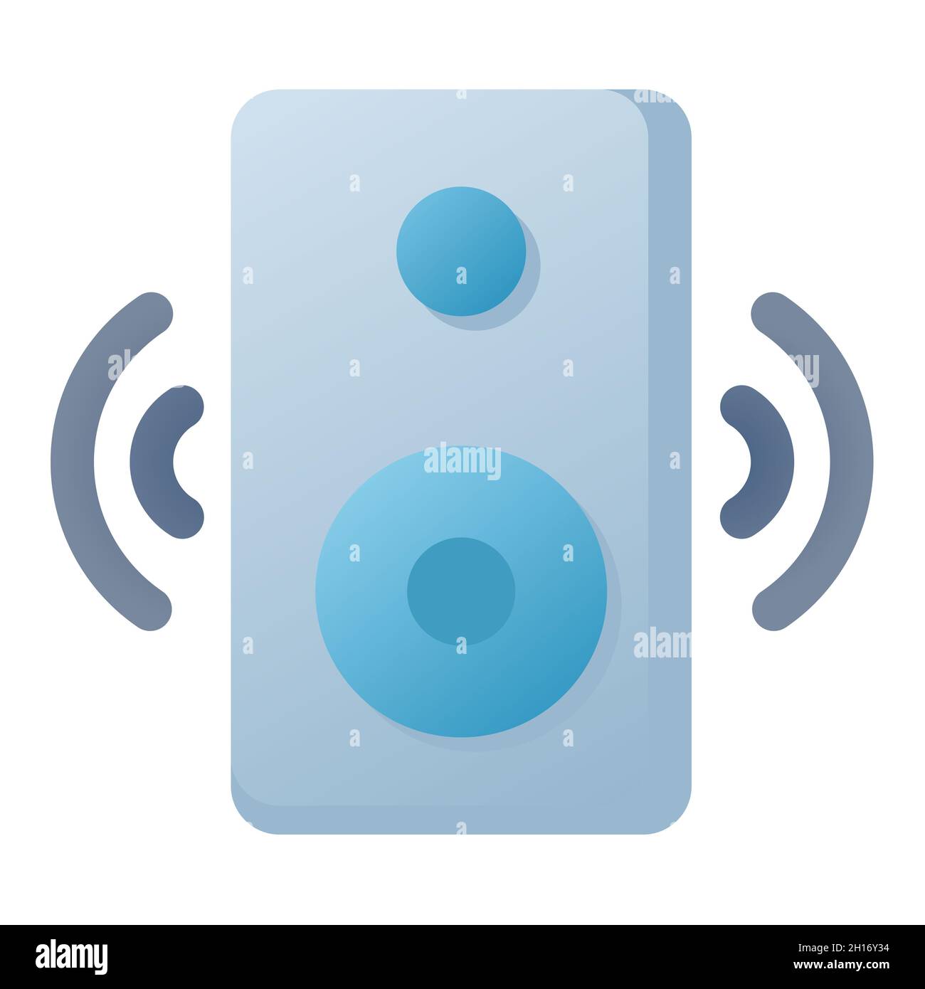 Intelligentes, kabelloses iot-Lautsprechersymbol mit einem isolierten Symbol und Vektordarstellung im fließenden Stil Stockfoto