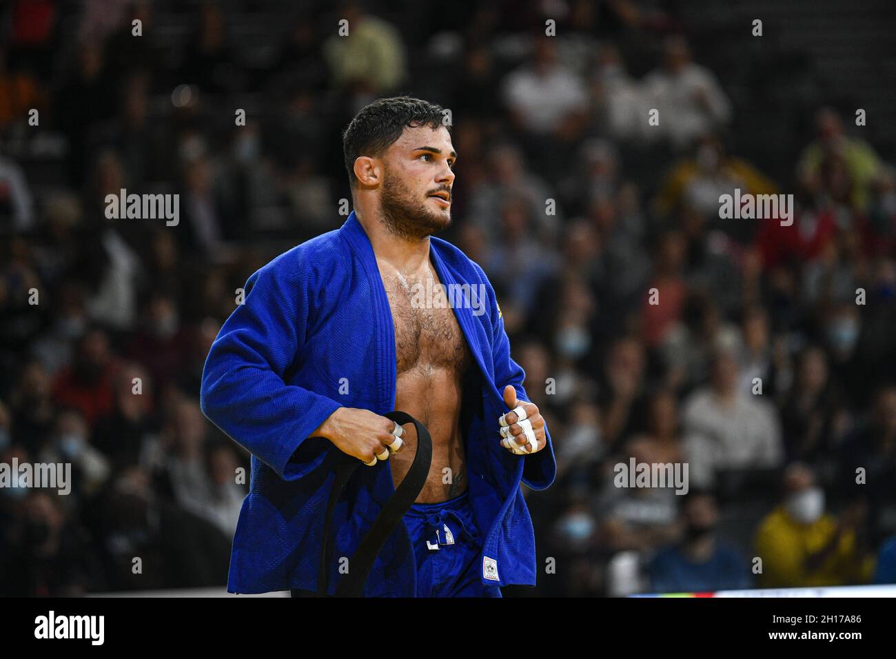 Männer -73 kg, Guillaume Chaine aus Frankreich während des Paris Grand Slam 2021, Judo-Events am 16. Oktober 2021 in der AccorHotels Arena in Paris, Frankreich - Foto: Victor Joly/DPPI/LiveMedia Stockfoto