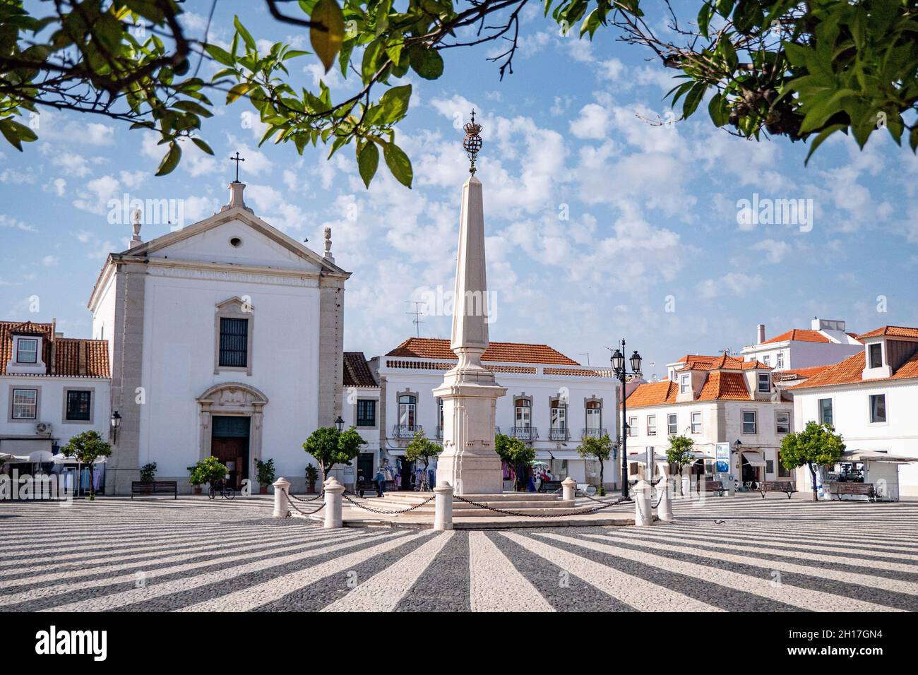 Der Hauptplatz von Vila Real de Santo Antonio an der Algarve, Nachbildung von Lissabon, Portugal Stockfoto