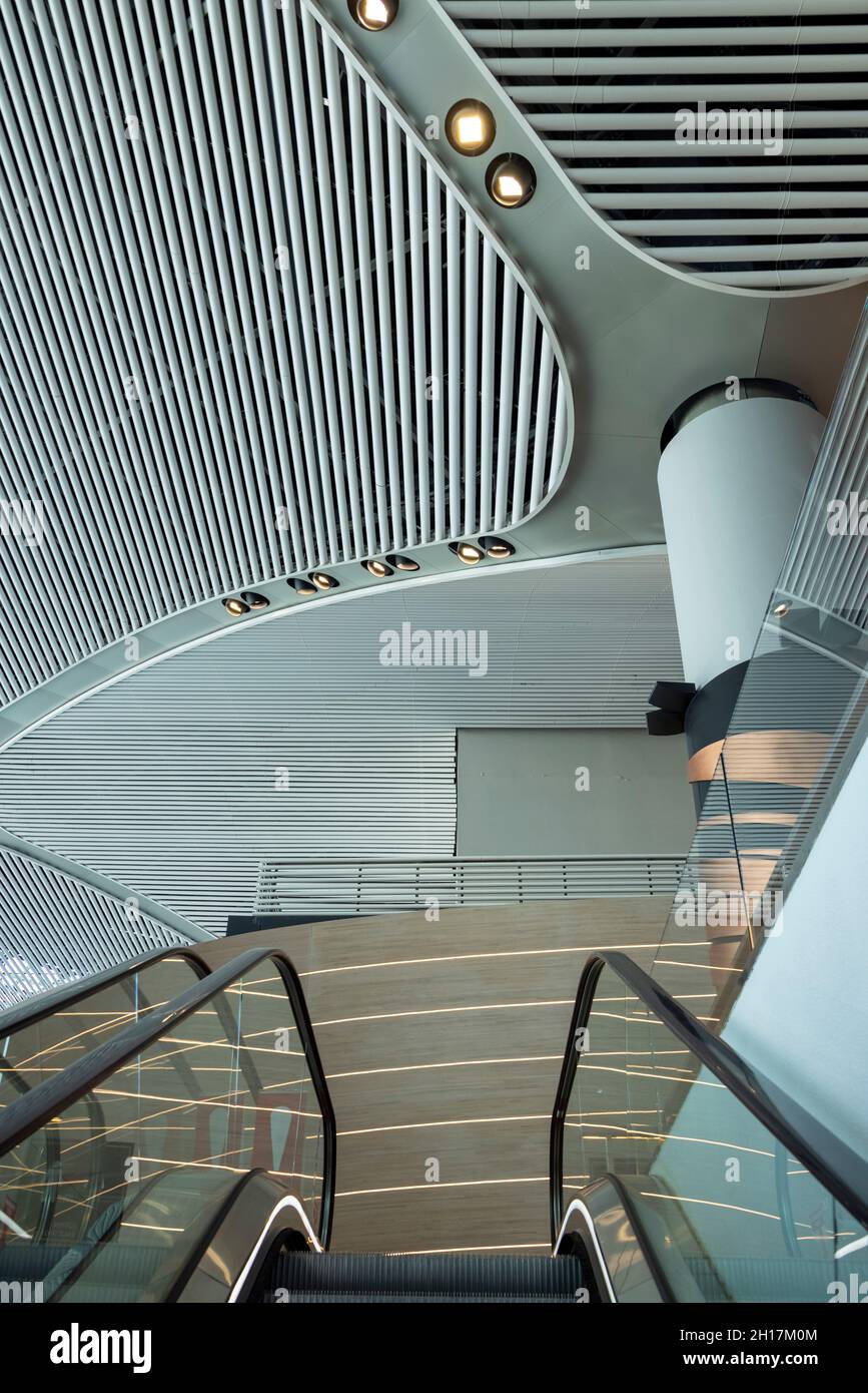 Eintritt zur Business Class Lounge, neuer Flughafen Istanbul, Türkei Stockfoto