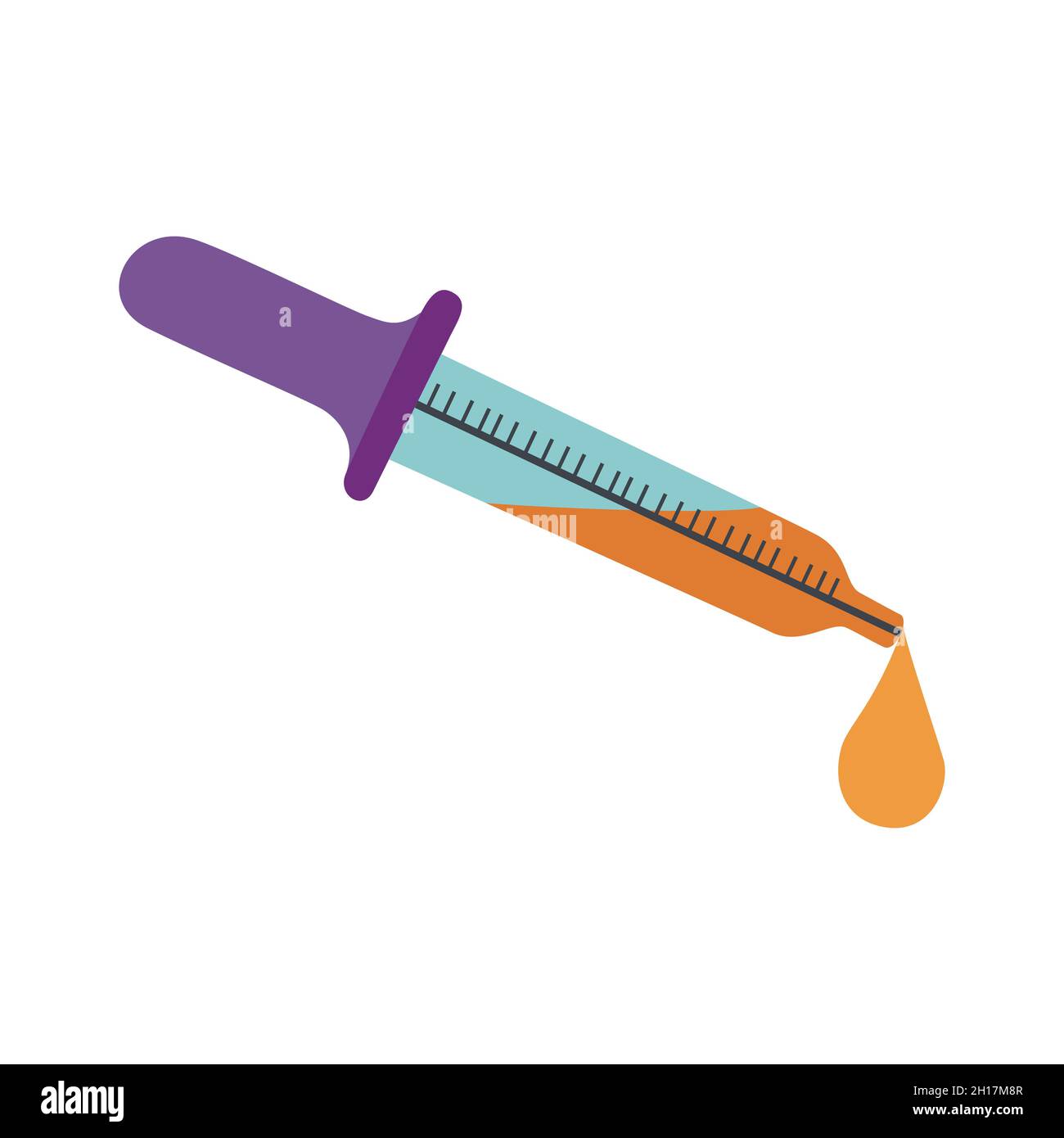 Pipette Laborwerkzeug für die Entnahme chemischer Proben, Symbole in flachem Cartoon-Vektor, isoliert auf weißem Hintergrund Stock Vektor