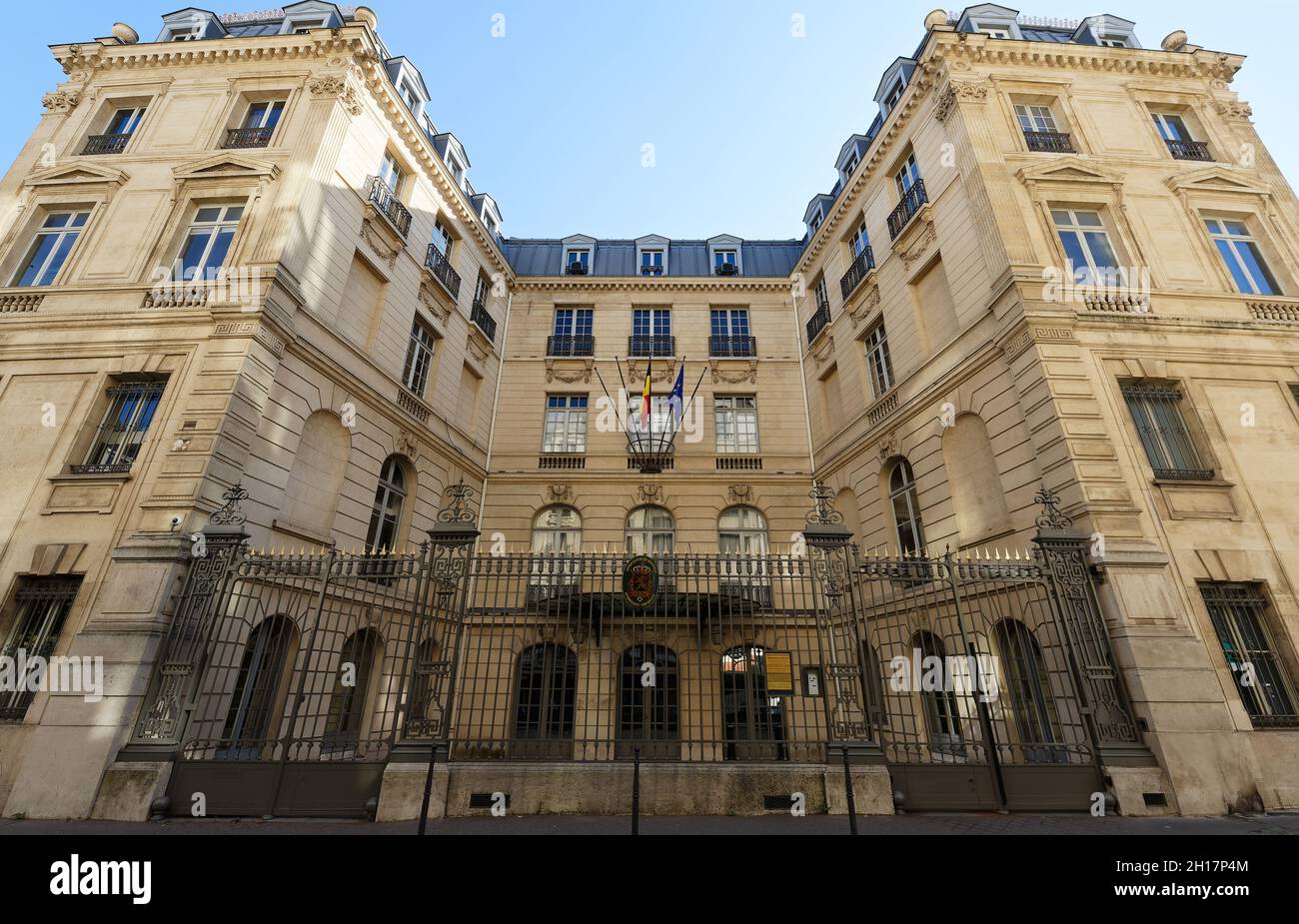 Die belgische Botschaft in Frankreich ist die diplomatische Vertretung Belgiens in Frankreich. Es befindet sich in der Tilsitt Straße , im 17. Arrondissement Stockfoto