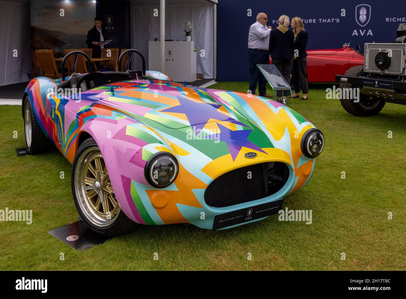 AVA Classics das Dudley Edwards Art Car AC Cobra MKIII wird am 5. September 2021 auf dem Concours d’Elegance im Blenheim Palace ausgestellt Stockfoto