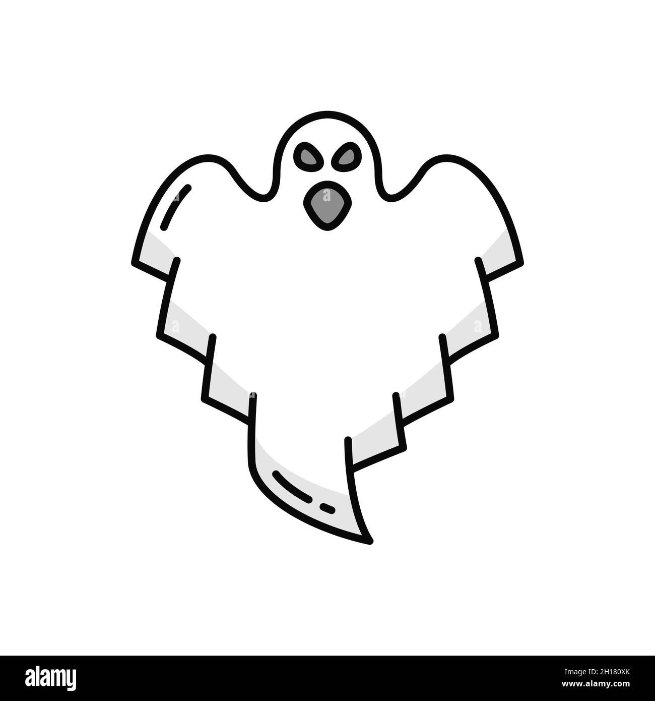 Spirit Mystery Poltergeist isolierte Monster umreißen Symbol. Vector Halloween Grusel tot gruselig erschreckenden Geist, Phantom Geist in weißem Blatt, Monster Stock Vektor