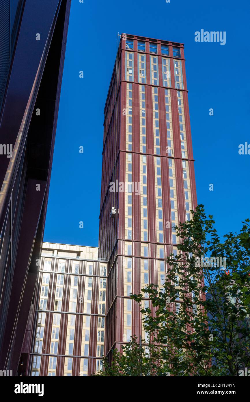 Blocks 5 und 6 der Circle Square Entwicklung, von "The Green". Manchester, England, Großbritannien. Stockfoto