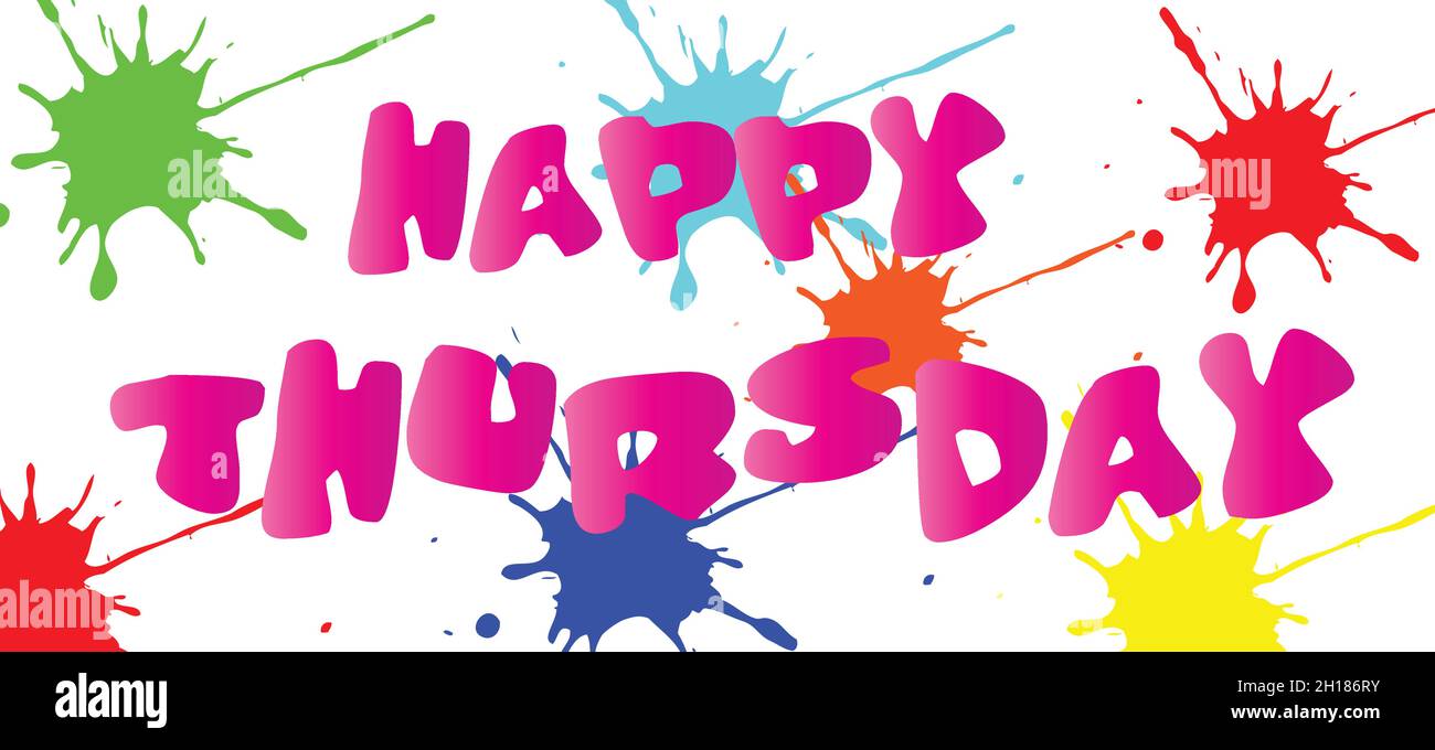 Dekoratives Happy Thursday Vektor-Design. Kreatives Typografie-Design für Motivation und Inspiration Poster, Flyer und Grußkarten Stock Vektor