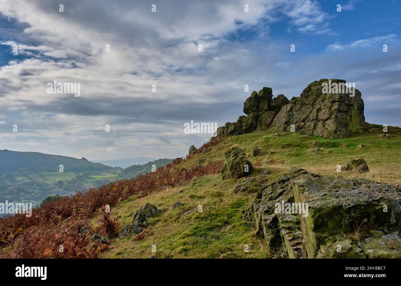 Three Fingers Rock auf Caer Caradoc, Church Stretton, Shropshire Stockfoto