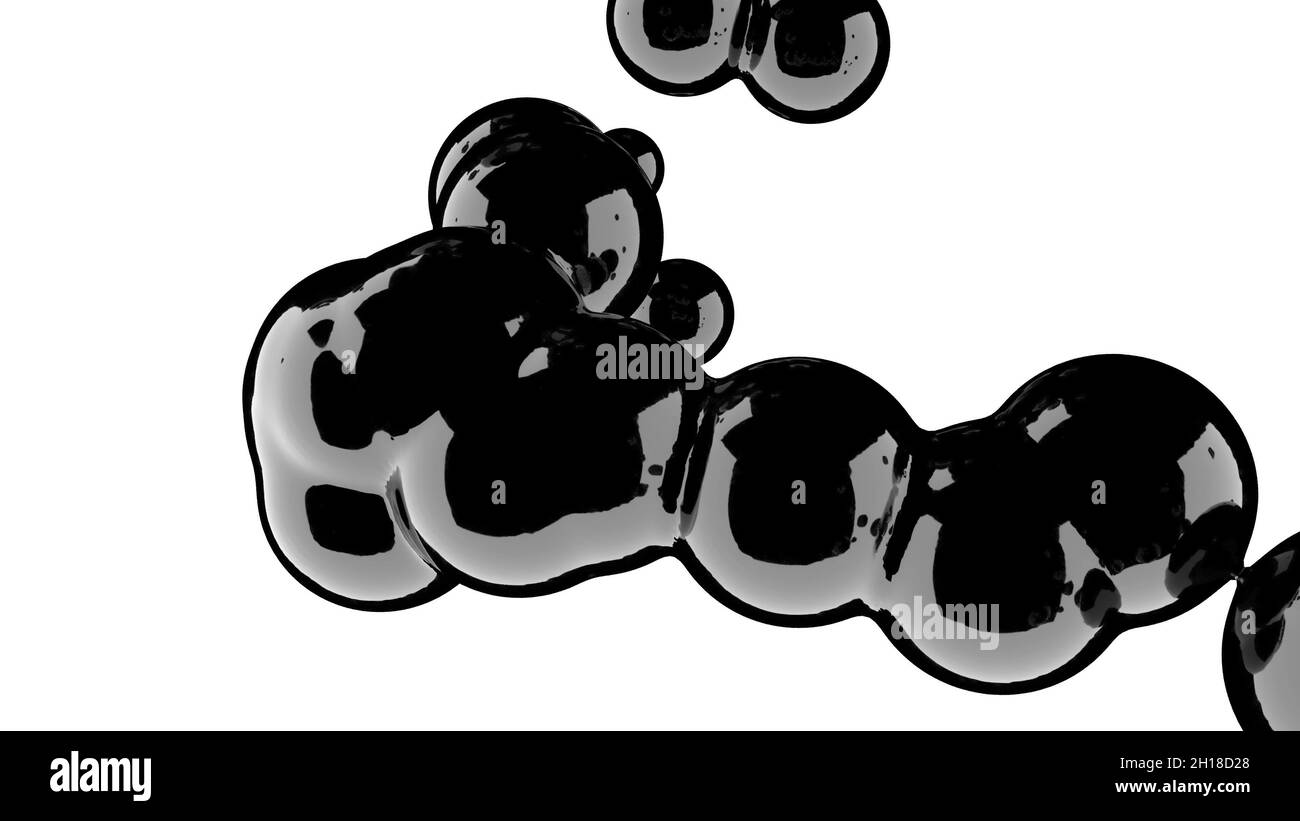 Organische Metaballs schwarz futuristischer Hintergrund fließende Art Blob Knoddle 3d Render Stockfoto