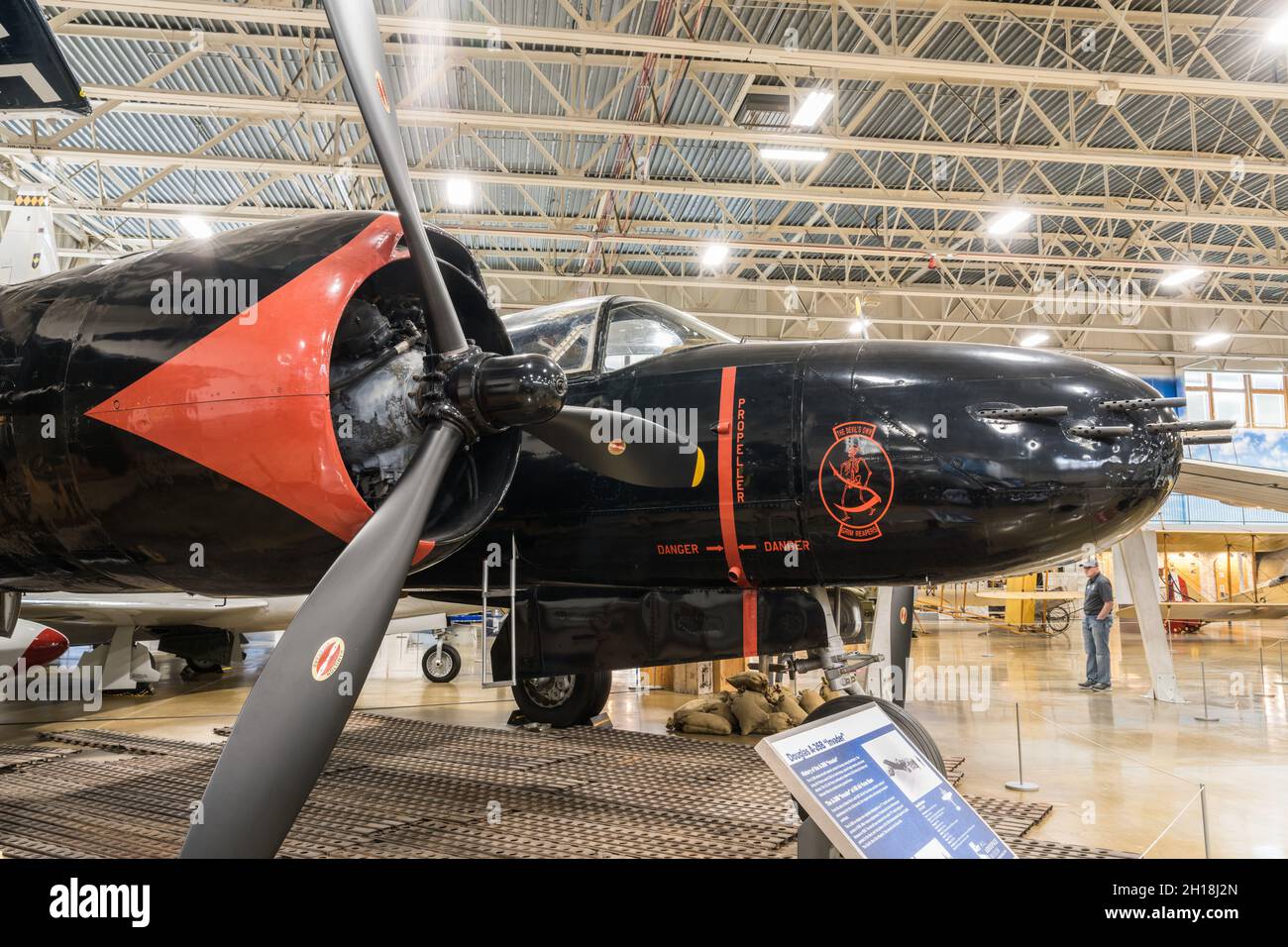 Ein leichter Bomber- und Bodenangriffsflugzeug der Douglass A-26B Invader. Sah Dienst vom WW 2 bis zum Vietnam-Krieg. Stockfoto
