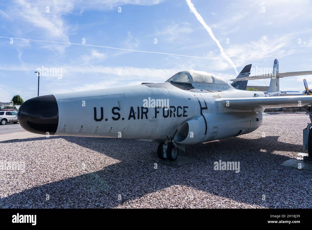 Ein Northrop F-89H Scorpion Allwetterjäger im Hill Aerospace Museum in Utah. Könnte nukleare Luft-Luft-Raketen transportieren. Stockfoto