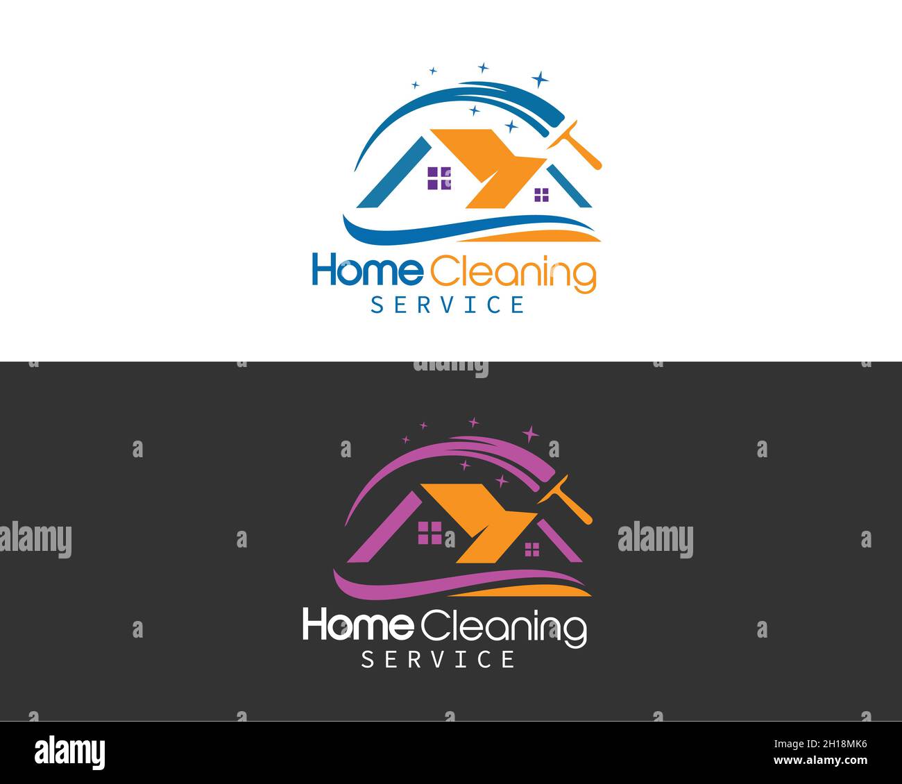 Home Cleaning Compnay Logo Konzept, Stock Vektor