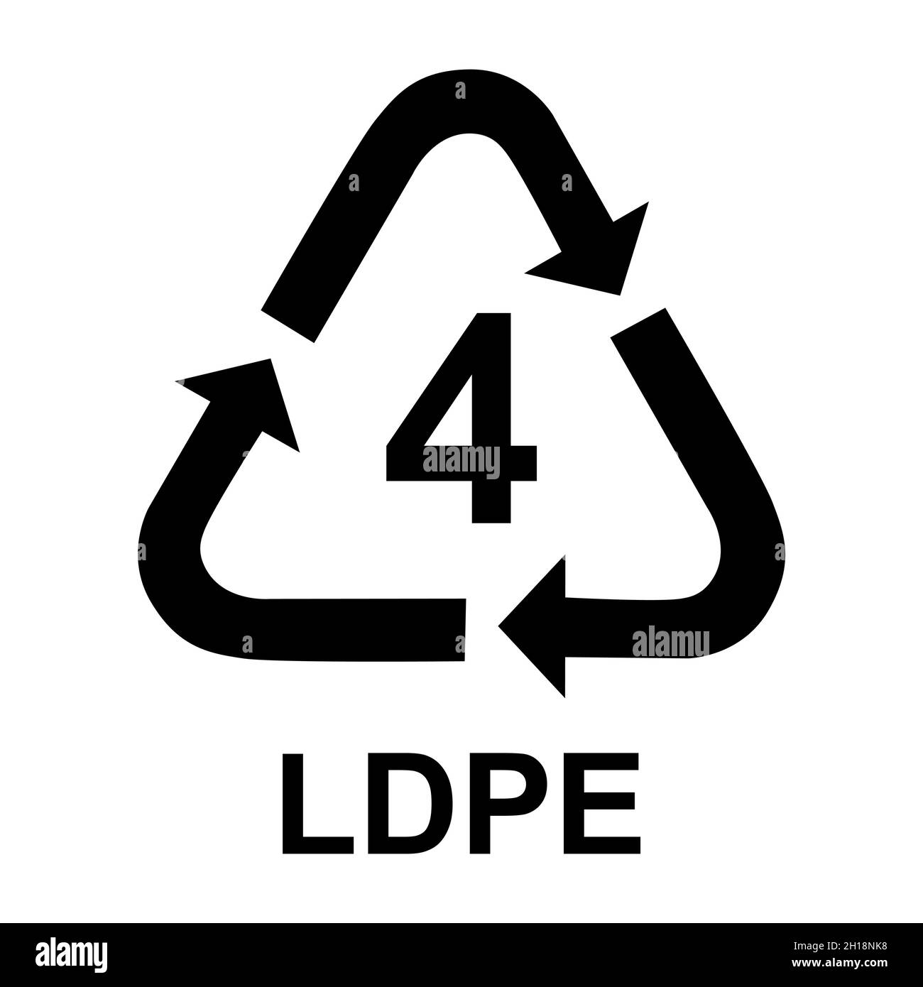 Kunststoff-Symbol, Ökologie Recycling-Zeichen isoliert auf weißem Hintergrund. Symbol für Verpackungsabfall . Stock Vektor
