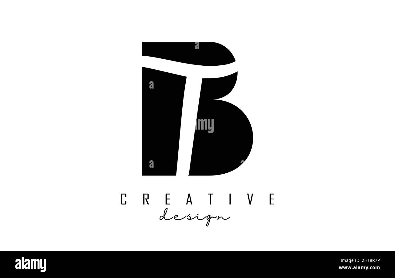 Buchstaben BT b t Logo mit minimalistischem Design. Buchstaben B und T mit geometrischer und handschriftlicher Typografie. Kreative Vektor-Illustration mit Buchstaben B A Stock Vektor