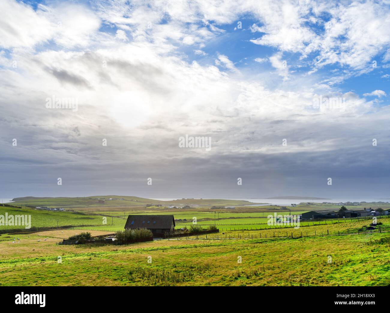 Landschaft in der Nähe von Cunningsburgh, Festland, Shetland, Schottland, Großbritannien Stockfoto