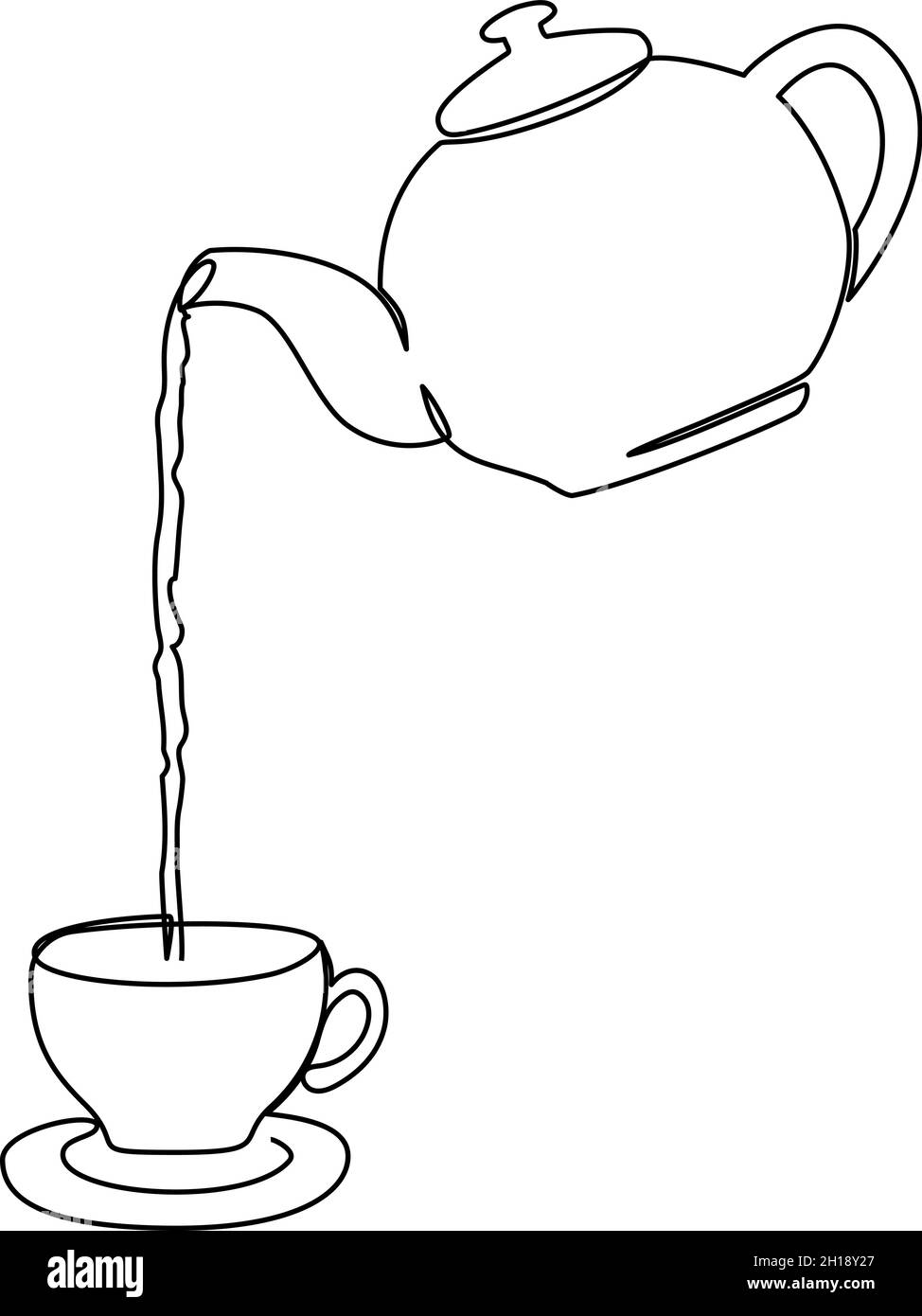 Abbildung: Heißer Tee aus der Teekannen in die Tasse Stock Vektor