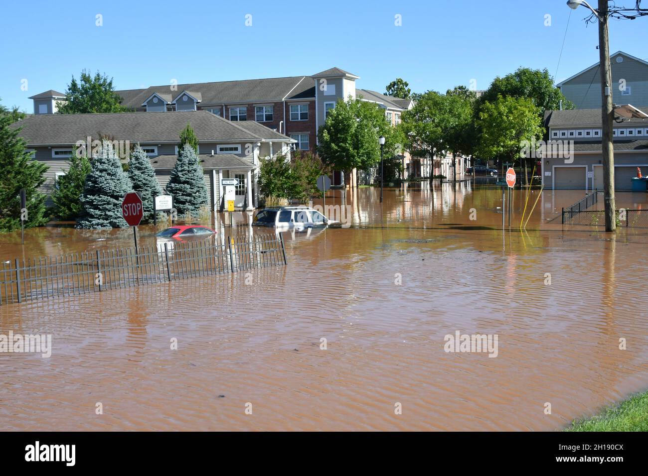 Überschwemmungen durch den Sturmmattel Ida in New Brunswick, NJ Stockfoto
