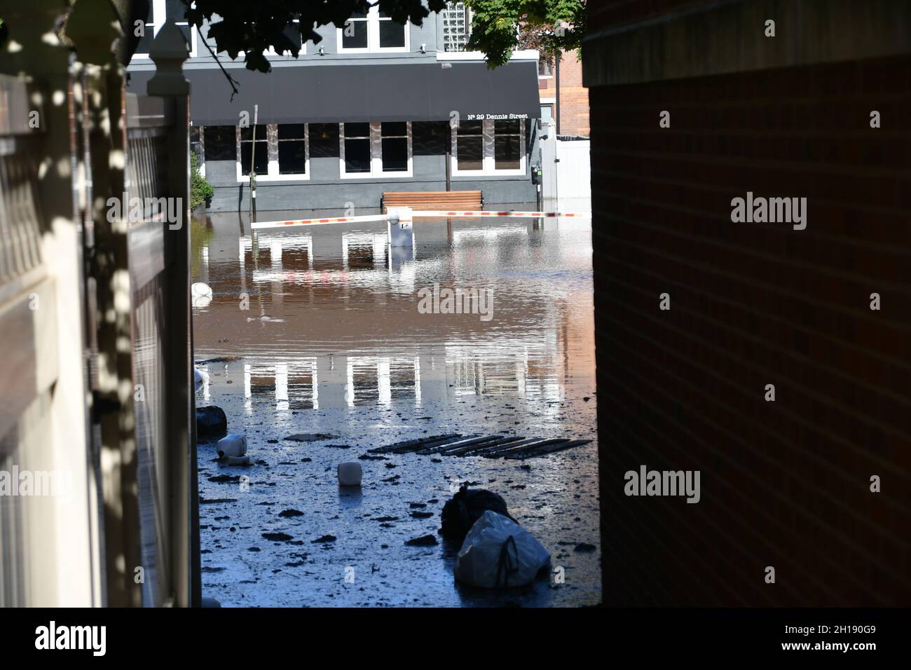 Überschwemmungen durch den Sturmmattel Ida in New Brunswick, NJ Stockfoto