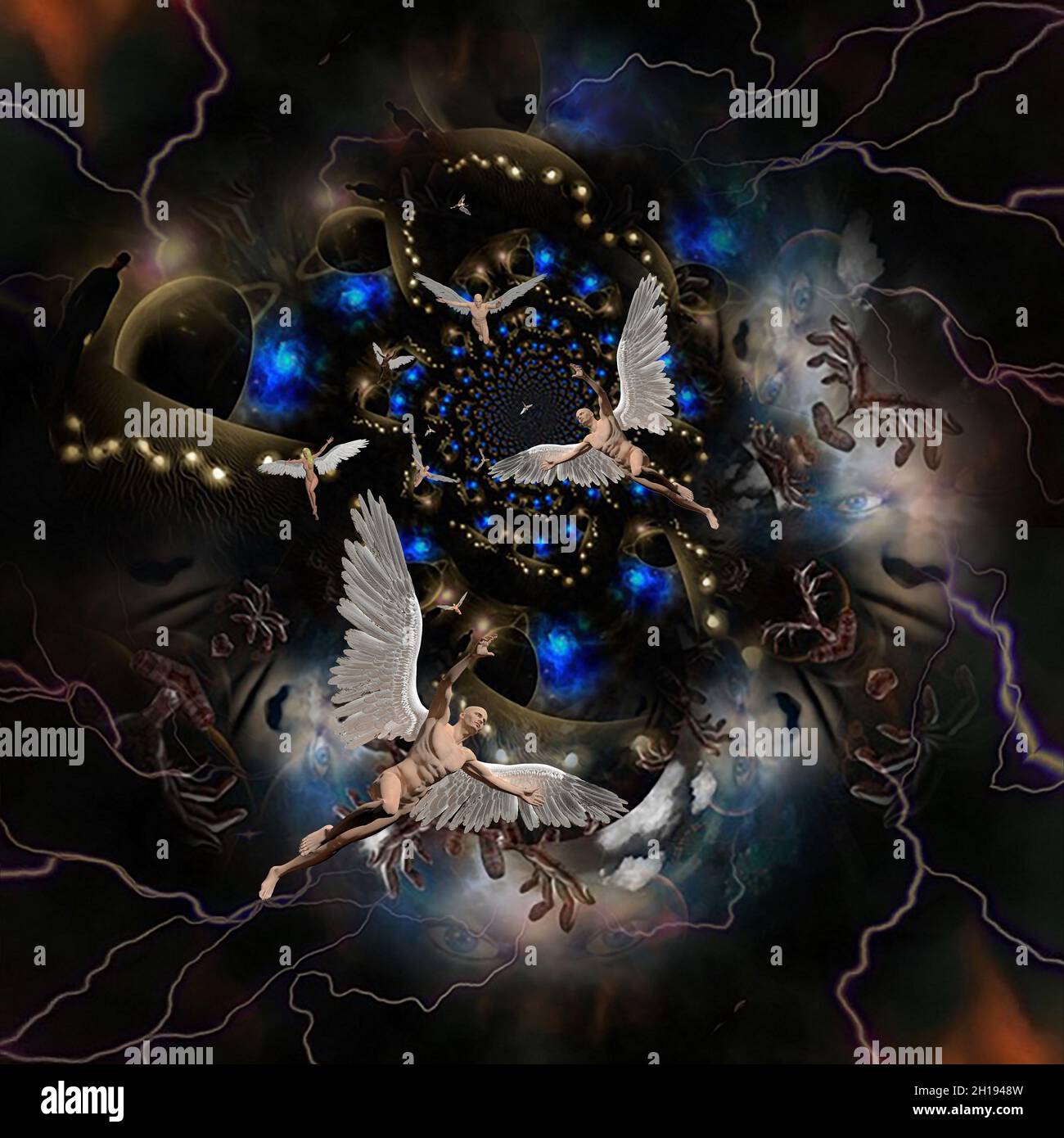 Der Fluss von Leben und Tod. Spirituelle Kunst. 3D-Rendering Stockfoto