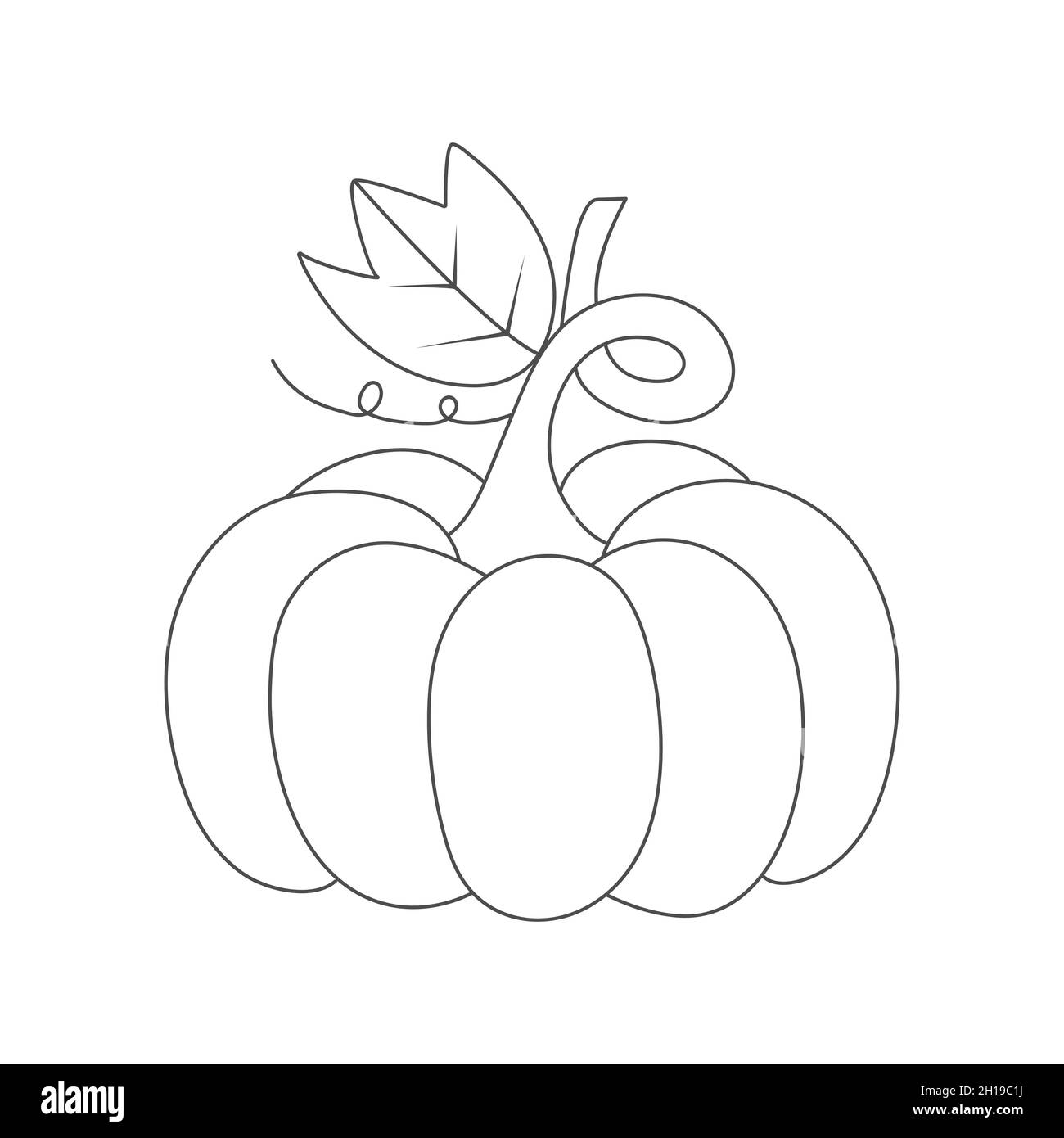 Konturierte Kürbis-Silhouette für Scrapbooking, Farbgebung oder kreative Gestaltung. Flacher Style. Stock Vektor