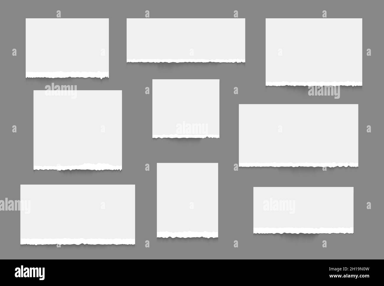 Zerrissene Papierkante. Weißes Notizbuch mit Papierstreifen. Vektor Piese Notizblätter realistisches Design Stock Vektor