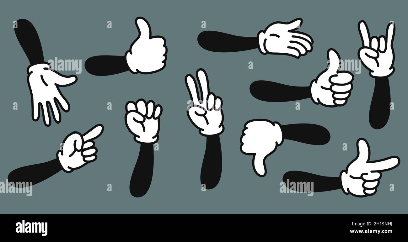 Komische Hände. Lustige Cartoon-Arme In Handschuhen, Die