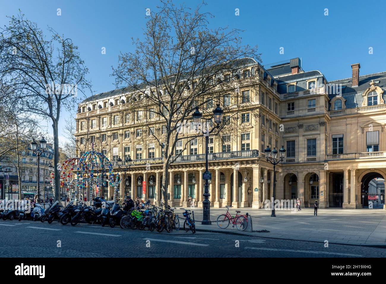 Paris, Frankreich - 31. März 2021: Eingang des Comedie Francaise, schönes Theater in Paris Stockfoto