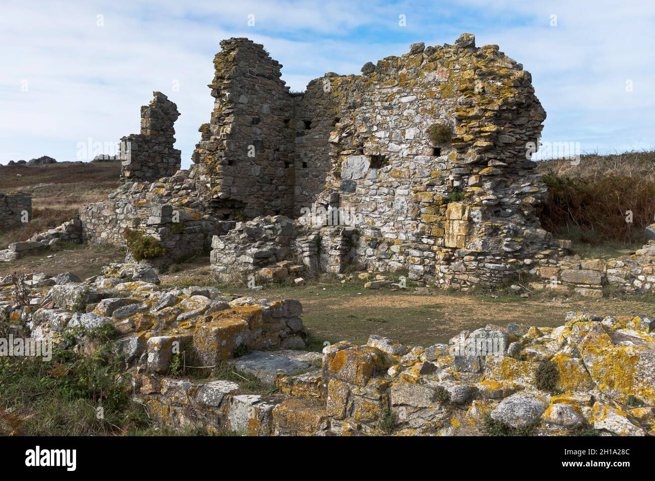 dh Priorat der St. Mary LIHOU INSEL GUERNSEY St. Marys alten Inseln Gebäude Ruinen Stockfoto