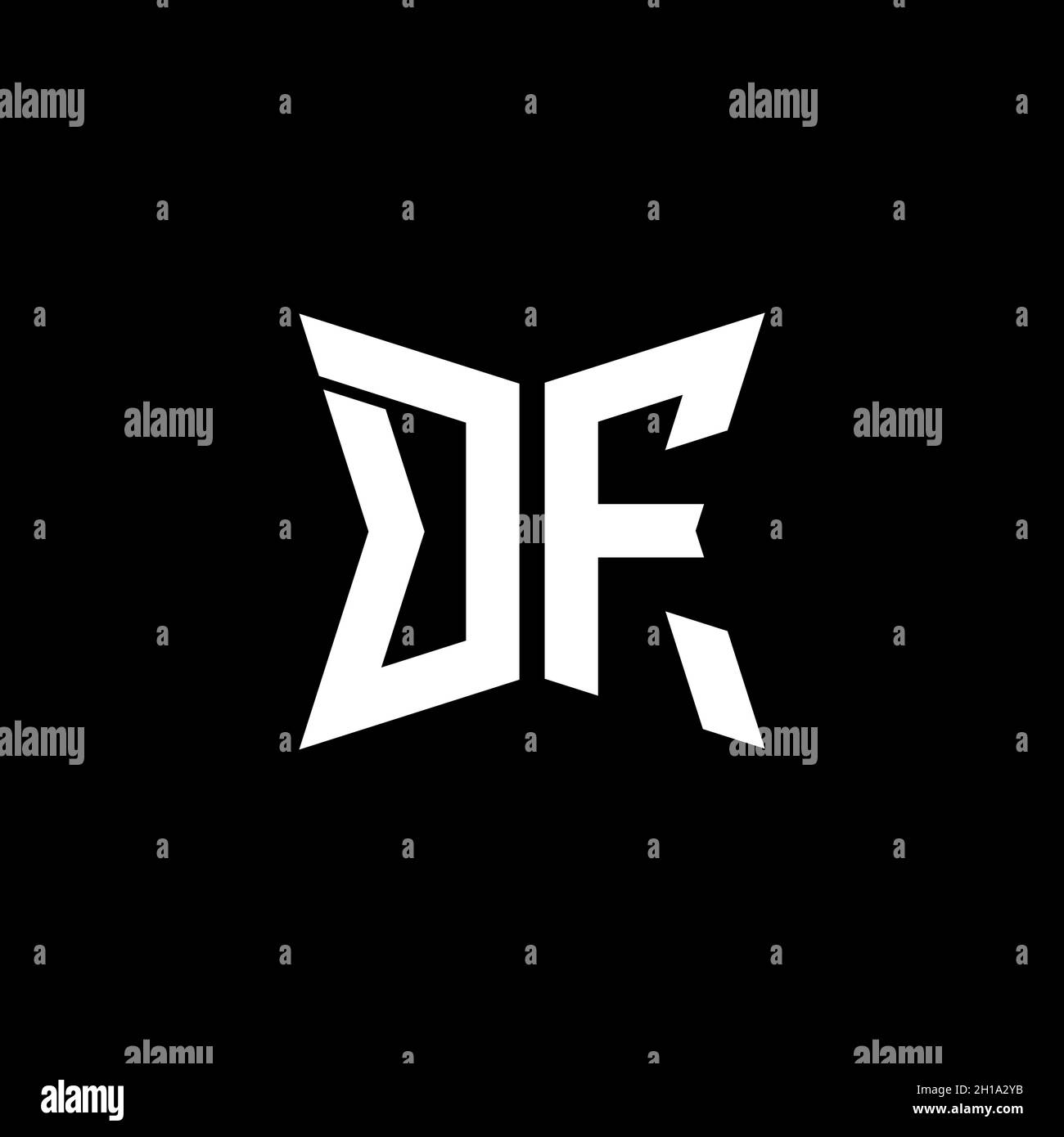 DF Monogram Logo Brief mit Cakra geometrische Form Stil Design isoliert auf schwarzem Hintergrund, Stern geometrische Logo Brief, Monogramm Buchstabe Mandala Stock Vektor