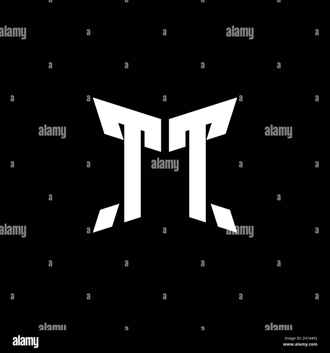 TT Monogramm-Logo-Buchstabe mit geometrischem Cakra-Design auf schwarzem Hintergrund isoliert, geometrischer Stern-Logo-Buchstabe, Monogramm-Buchstabe Mandala Stock Vektor