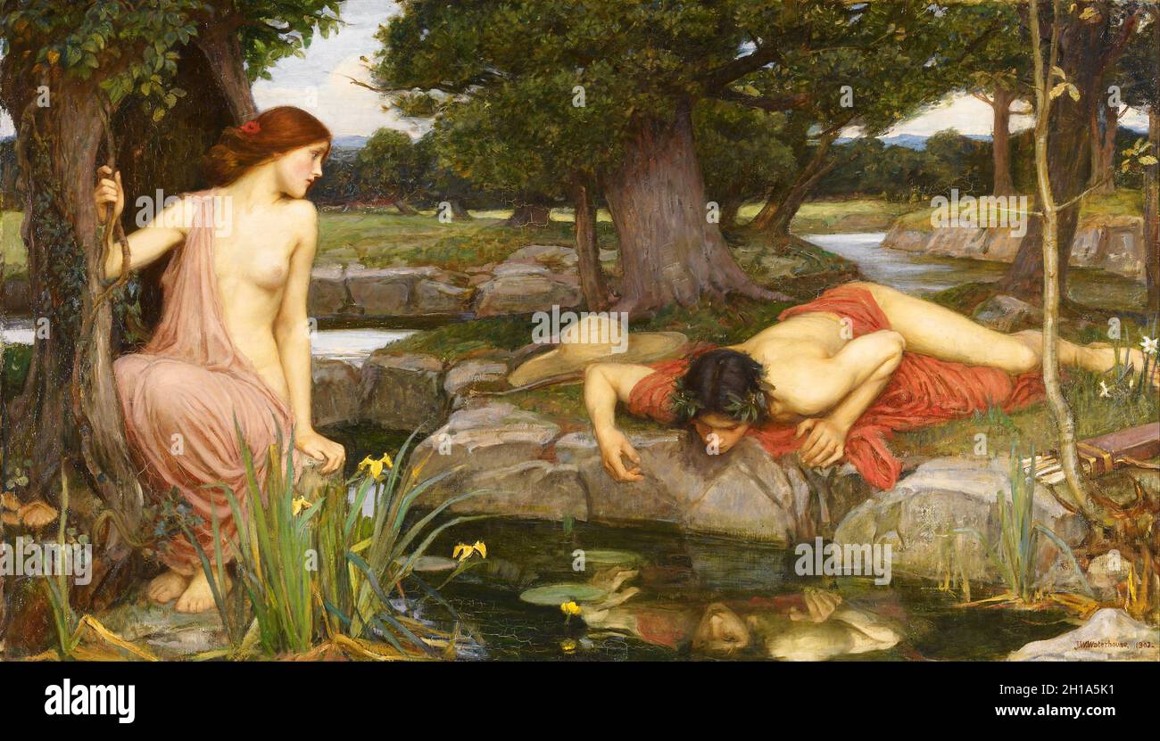 Echo und Narziss durch John William Waterhouse Stockfoto