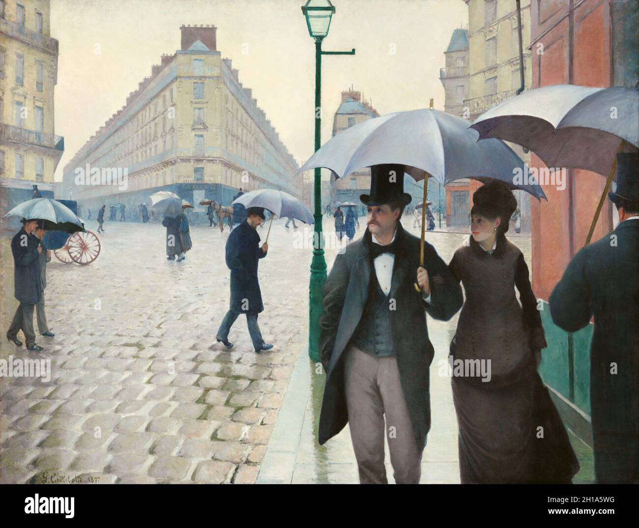 Paris Street bei Regenwetter (Rue de Paris, temps de pluie) von Gustave Caillebotte Stockfoto