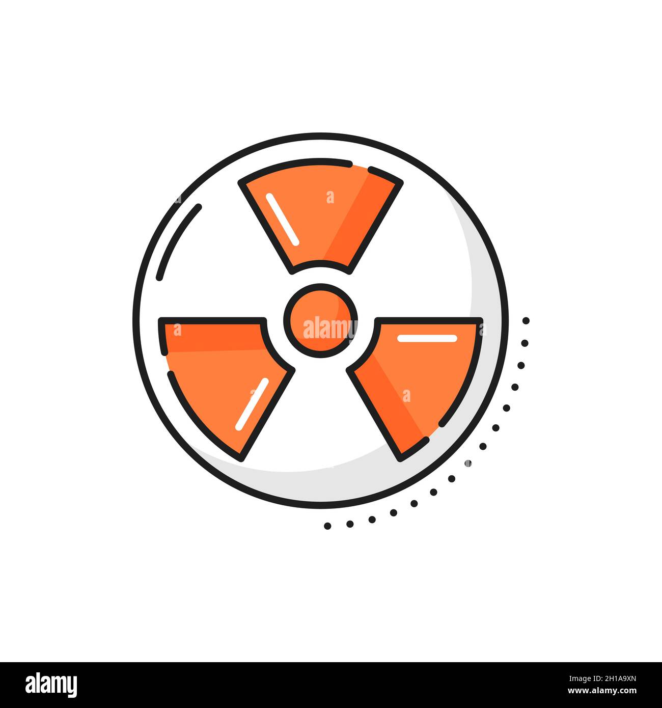 Symbol für Strahlungsgefahr Symbol für isolierte Farblinie. Vektormarke Strahlungsbereich, radioaktive chemische Macht Emblem. Warnsymbol für Radioaktivität, Achtung o Stock Vektor