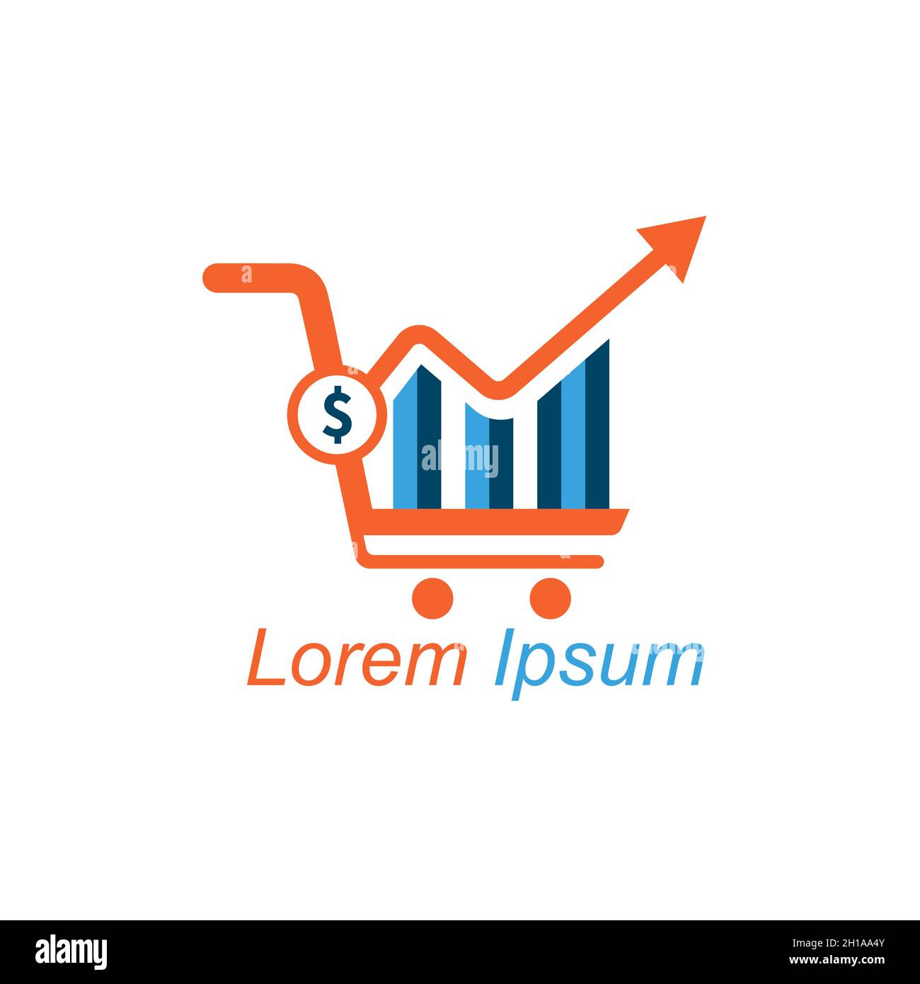 Vektor-Verkauf ERP Logo Vorlage ERP Konzept Trolly und Diagramm-Design mit statistischem Ergebnis von Dollar Stock Vektor