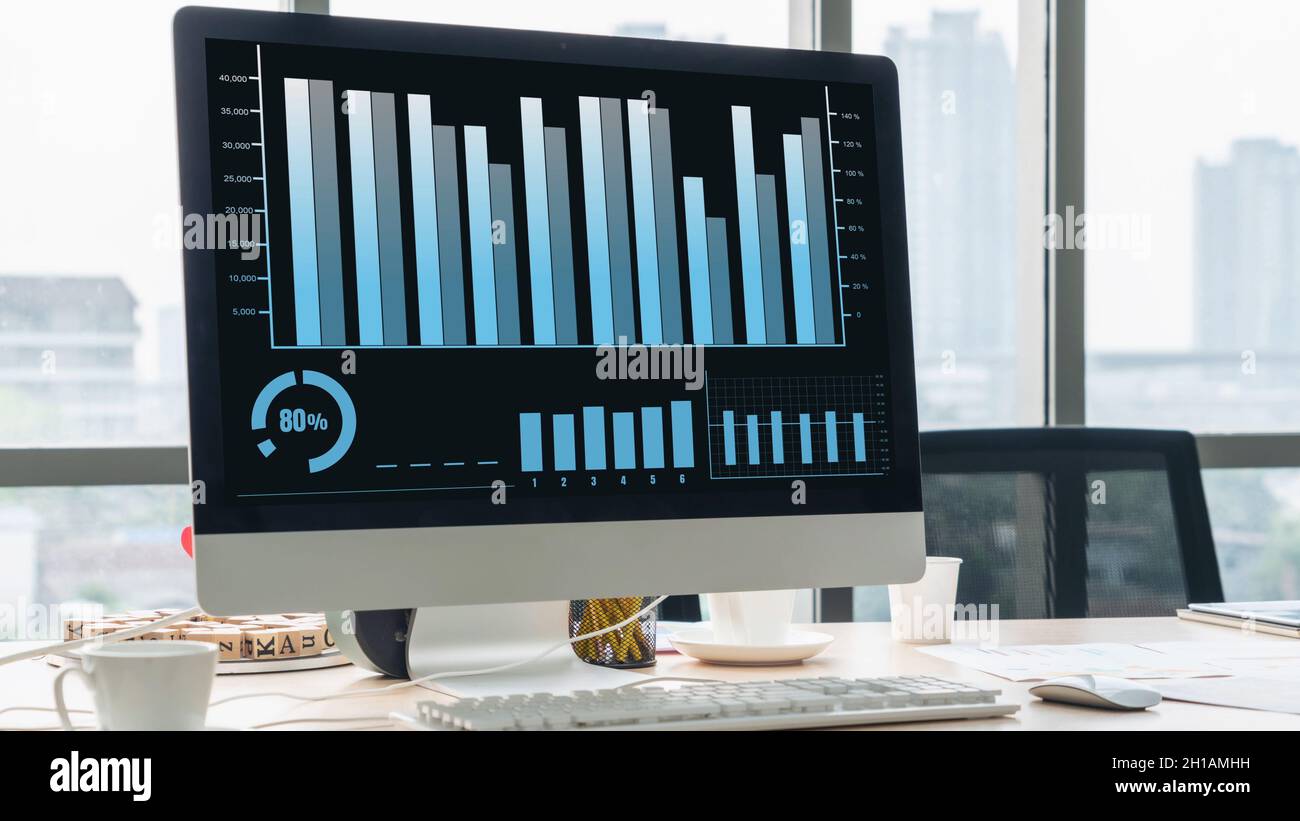 Business Visual Data Analysing Technology by Creative Computer Software Stockfoto