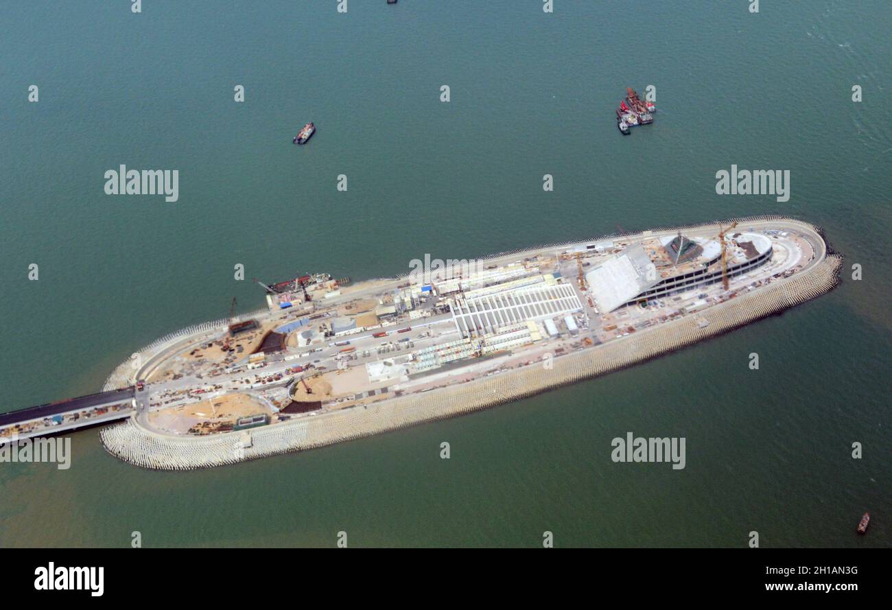 Luftaufnahme von t er Hong Kong-Zuhari - Macau Brücke. Stockfoto