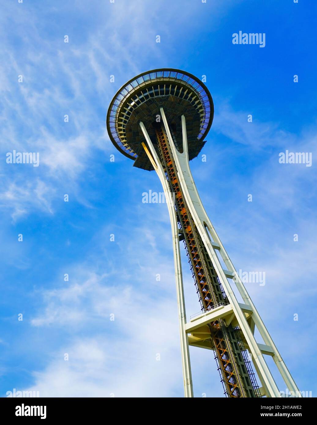 Blick auf die Space Needle in Seattle. Stockfoto