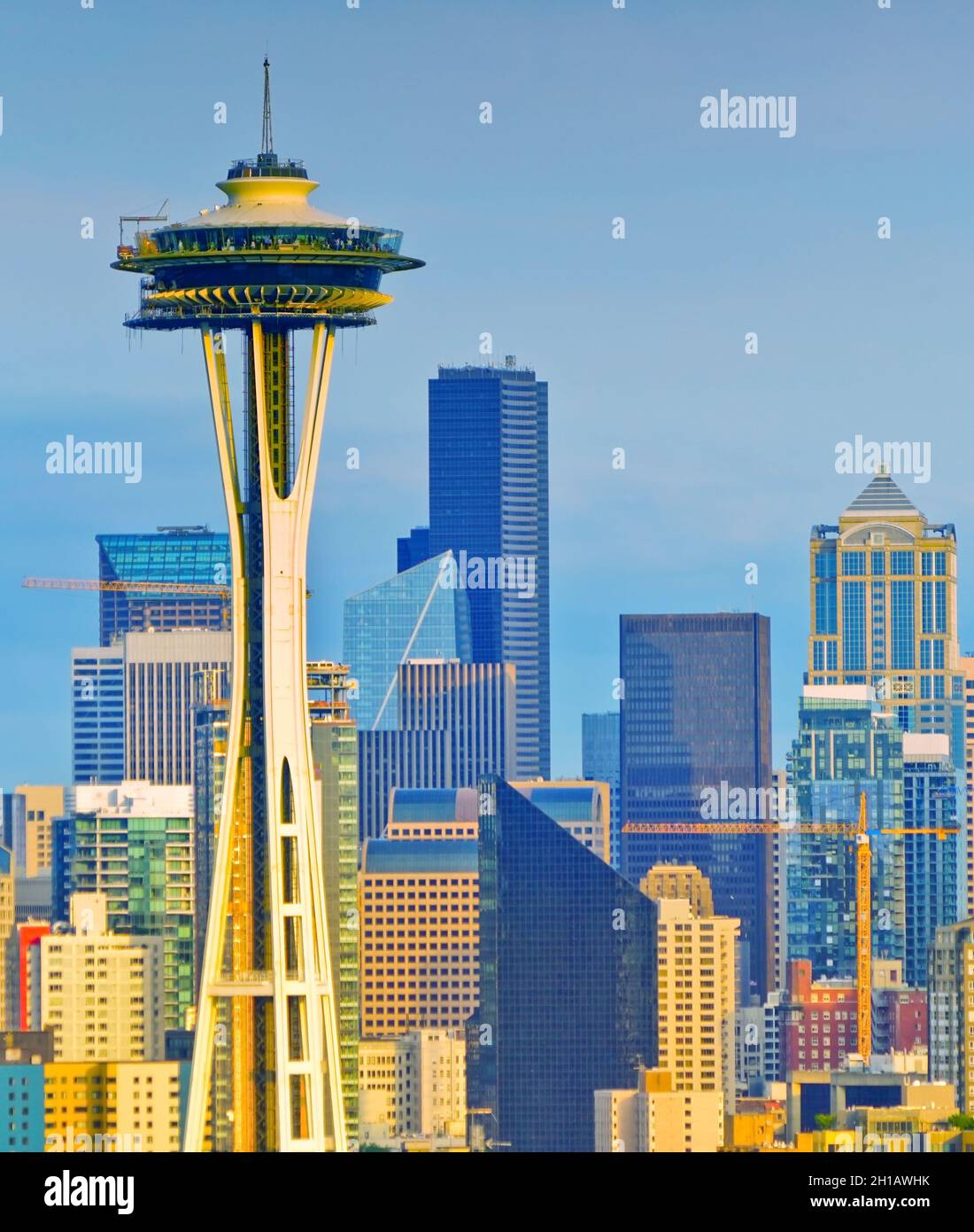 Blick auf die Skyline vom Aussichtspunkt Kerry Park in Seattle. Stockfoto