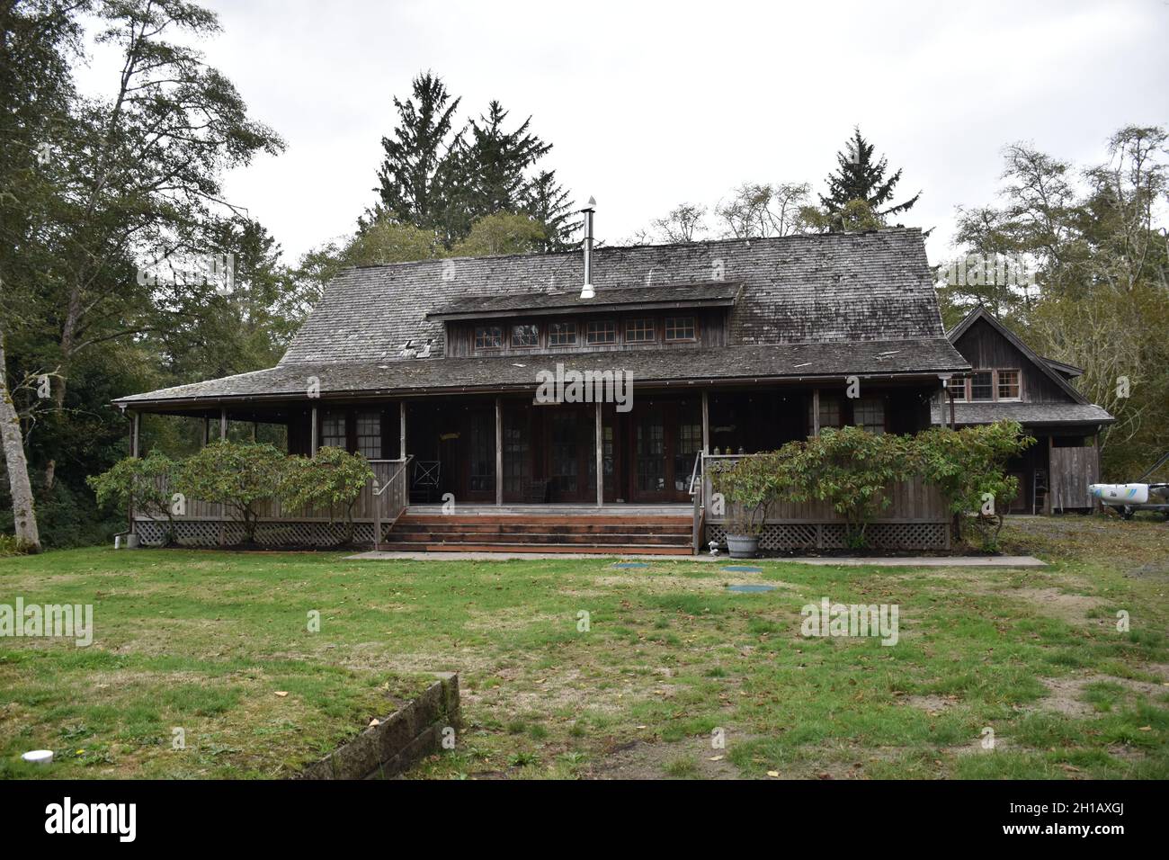 Ein Zuhause im historischen Dorf Oysterville an der Willapa Bay, Long Beach Peninsula, Washington State, USA Stockfoto