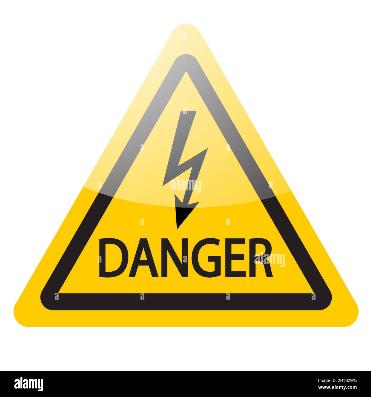 Gelbes Warnschild. Symbol für Blitzerwarnung. Vektorgrafik Stock Vektor