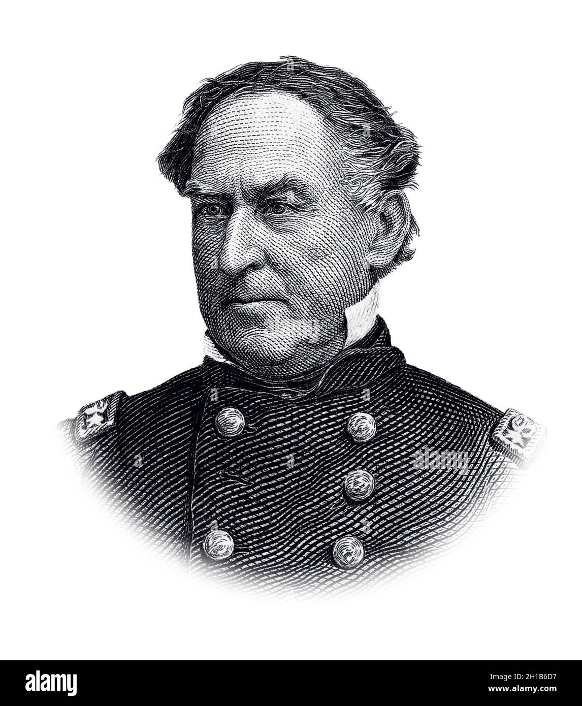 Porträt von David Glasgow Farragut isoliert auf weißem Hintergrund Stockfoto