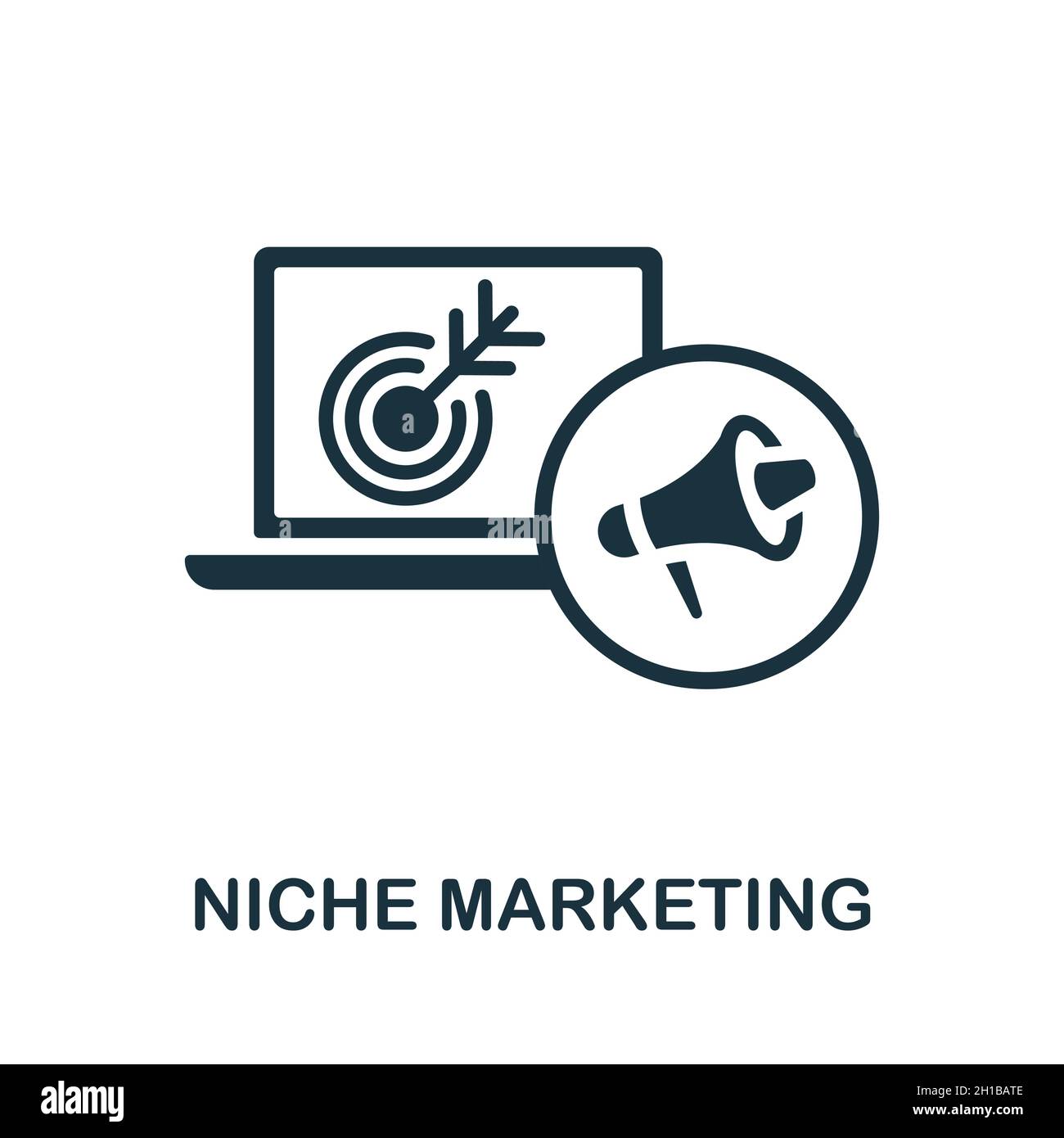 Symbol für Nischenmarketing. Monochromes Schild aus Affiliate-Marketing-Sammlung. Kreative Nische Marketing-Symbol Illustration für Web-Design, Infografiken und Stock Vektor