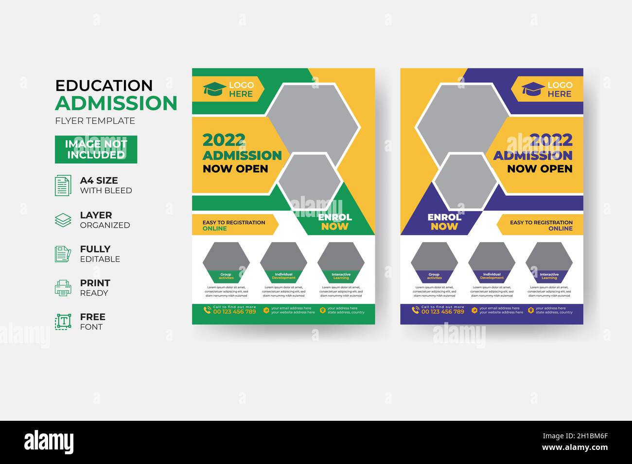 Kinder zurück zur Schule Bildung Zulassung Flyer Poster Layout Vorlage Stock Vektor