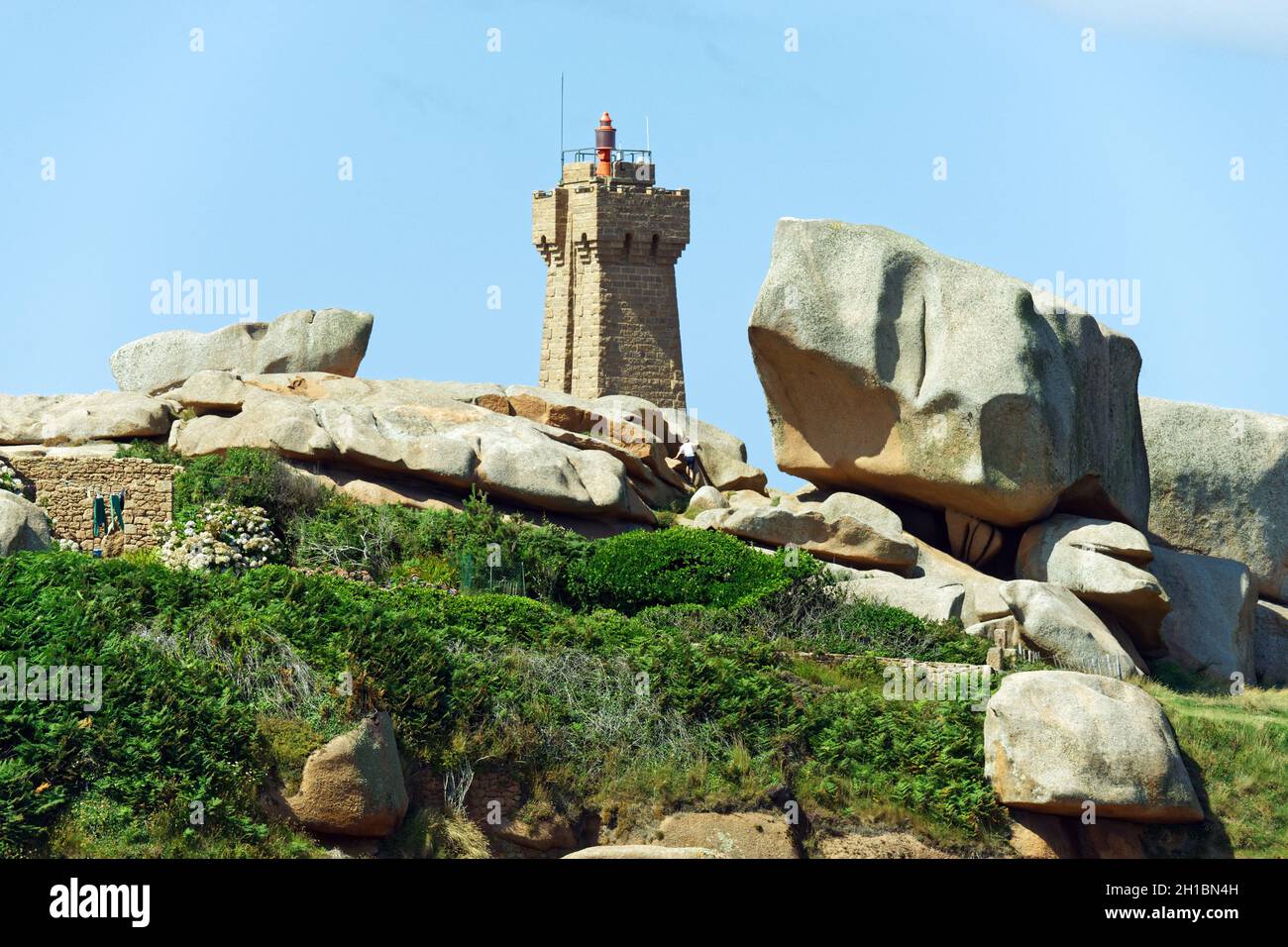Granitrosa Küste (Côte de Granite Rose), Landes de Ploumanac'h (Côtes d'Armor, Bretagne, Frankreich) Stockfoto