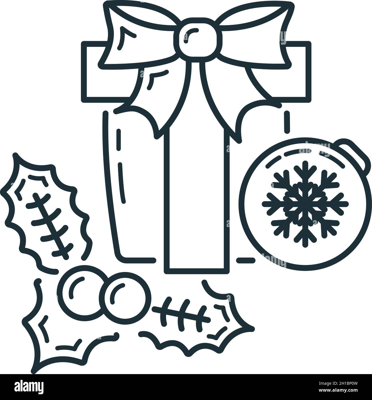 Konzept glückliches neues Jahr und fröhliche weihnachten Umriss Symbol,  Weihnachten Label Urlaub Winter Zeit flache Vektor-Illustration, isoliert  Symbol auf weiß Stock-Vektorgrafik - Alamy