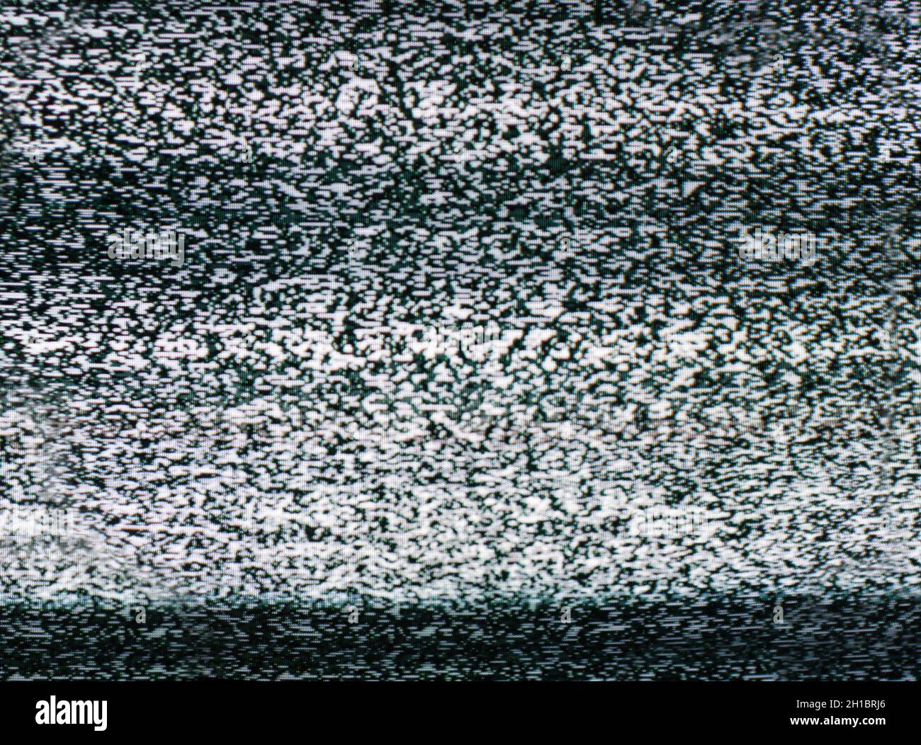 TV ohne Signal. Glitch-Kamera-Effekt. Retro VHS Hintergrund. Alte Videovorlage. Schlechtes TV-Signal. Stockfoto