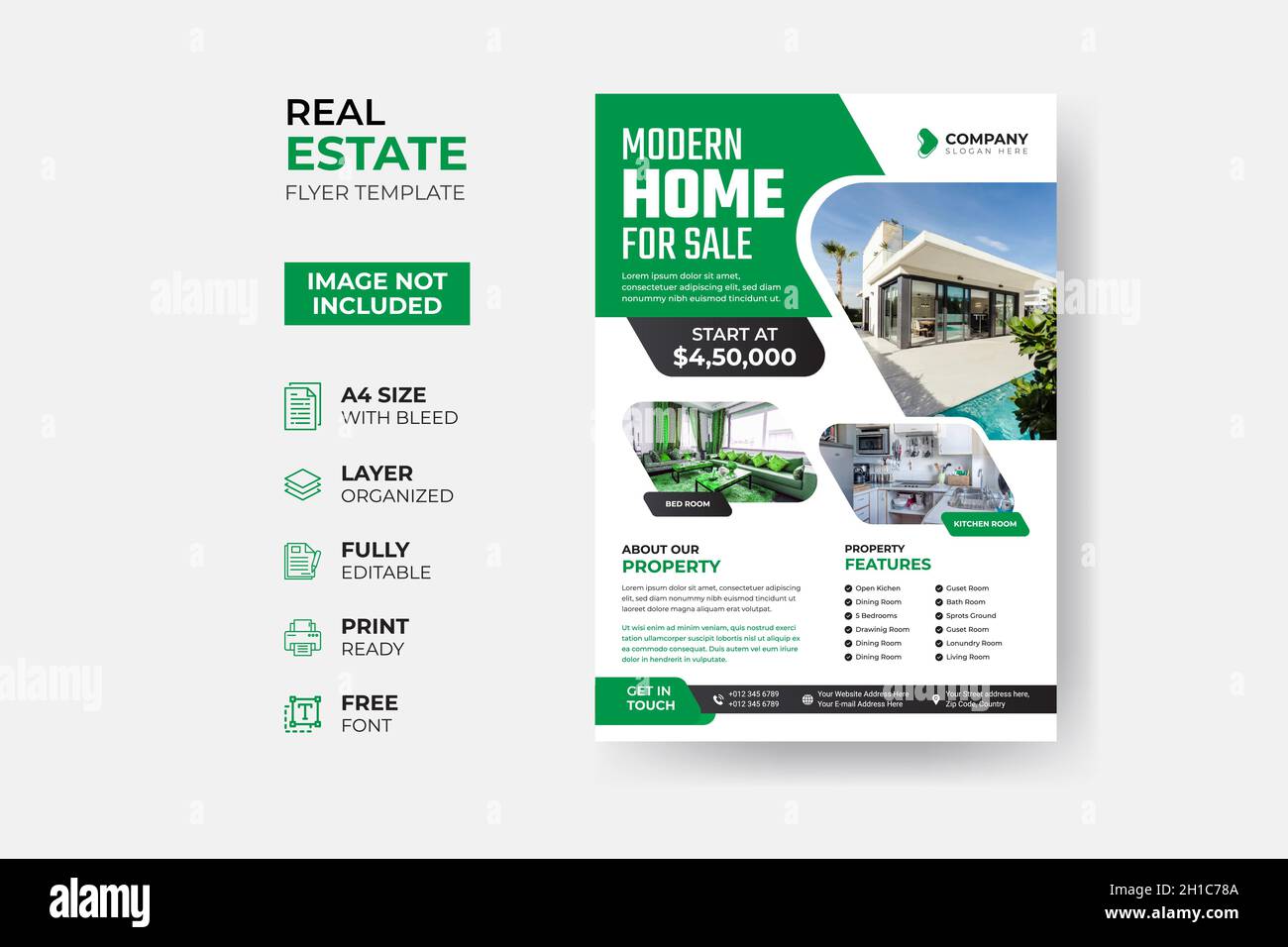 Modernes Immobilien Flyer Template Design Stock Vektor