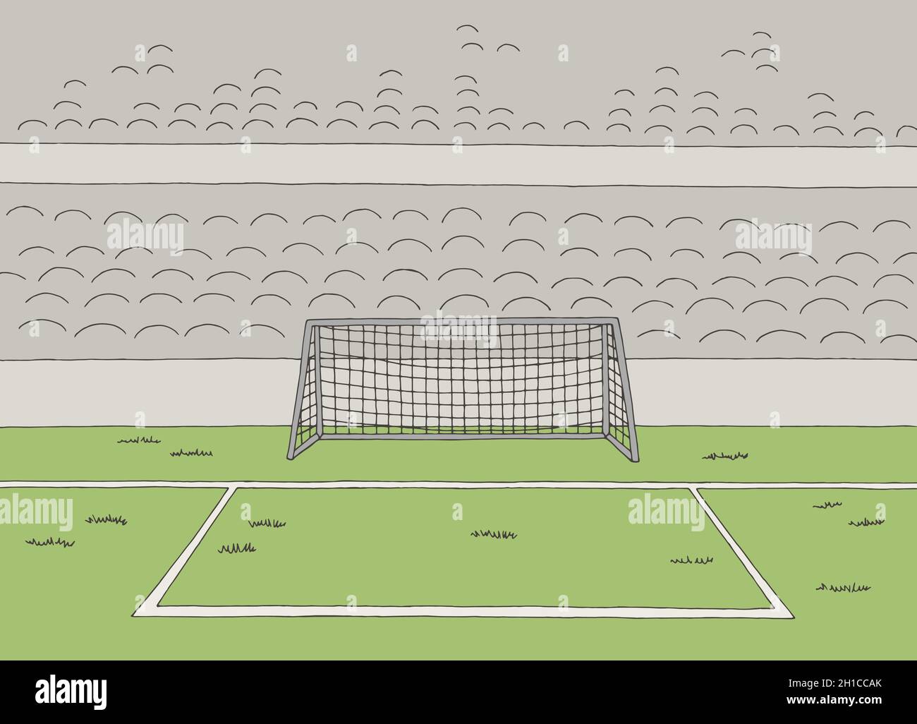 Fußballstadion Fußball Sport Grafik Farbe Skizze Illustration Vektor Stock Vektor