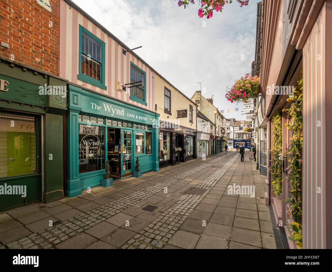 Post House Wynd, eine enge Fußgängerzone, die High Row mit Skinnergate im Stadtzentrum von Darlington verbindet. VEREINIGTES KÖNIGREICH Stockfoto