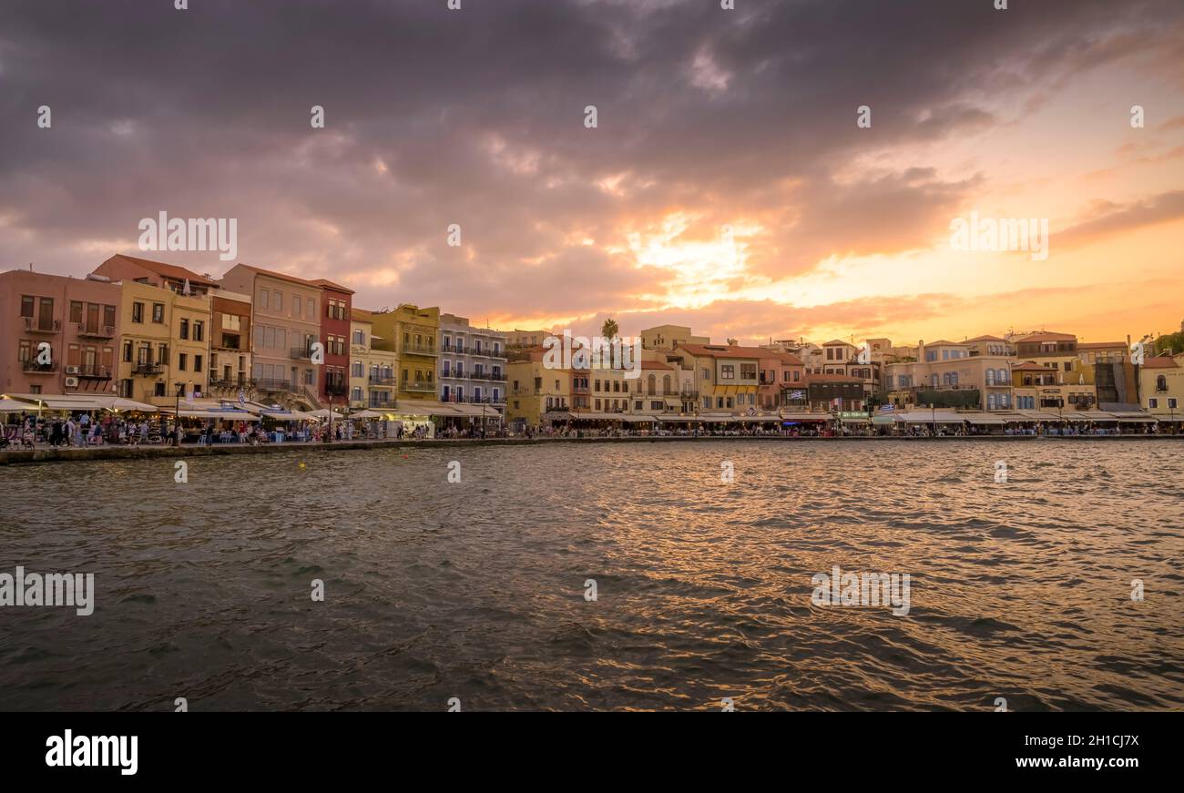 Venezianischer Hafen, Chania, Kreta, Griechenland Stockfoto