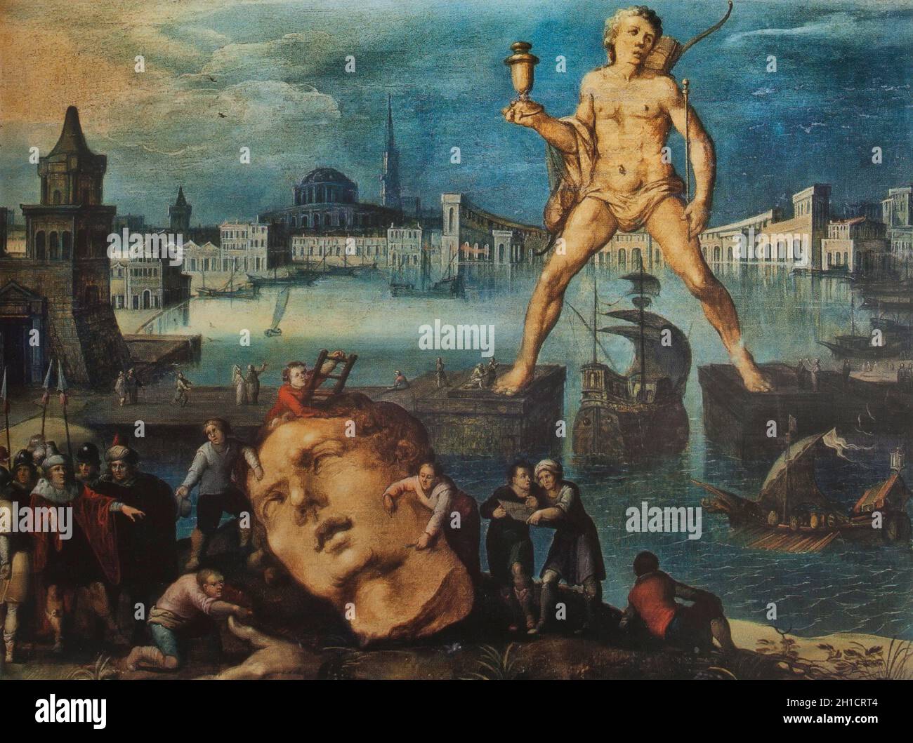 Der Koloss von Rhodos, gemalt von Louis de Caullery. Louvre Museum, Paris Stockfoto